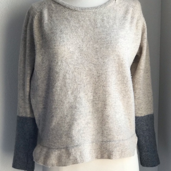 Knit by Note Chic Korean Asymmetrical Long Sleeve Sweater Wool Blend Beige Gray - Picture 16 of 16